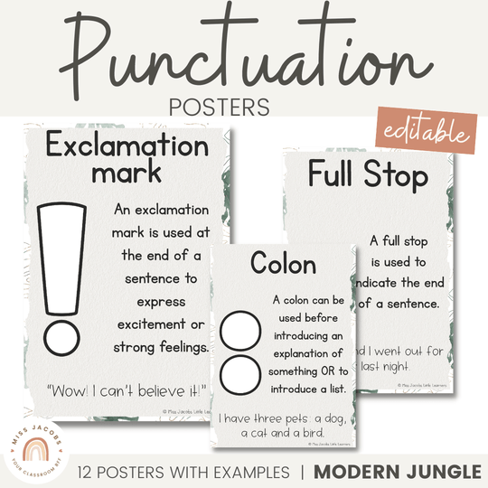 Punctuation Posters - Modern Jungle Classroom Decor