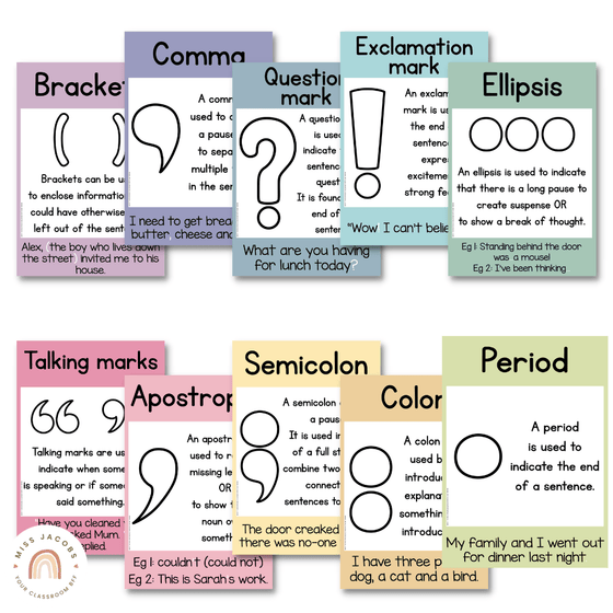 Punctuation Posters | PASTELS - Miss Jacobs Little Learners