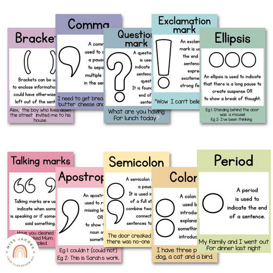 Learning Punctuation Punctuation Posters | PASTELS - Default Title - Miss Jacobs Little Learners
