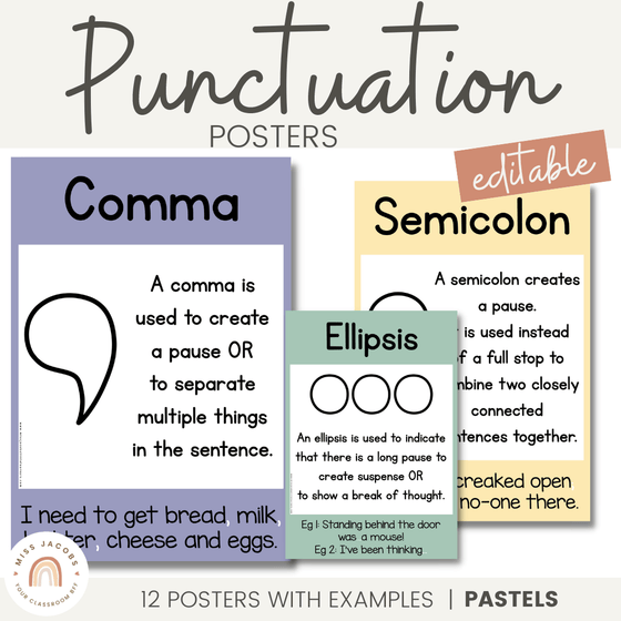 Punctuation Posters | PASTELS - Miss Jacobs Little Learners