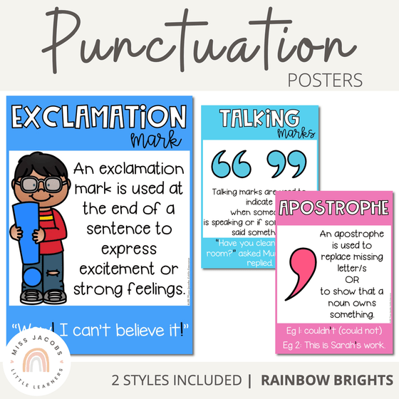 Punctuation Posters | Rainbow Theme - Miss Jacobs Little Learners