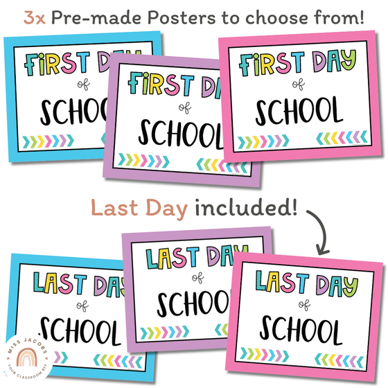 Rainbow Brights First Day of School Signs - Miss Jacobs Little Learners