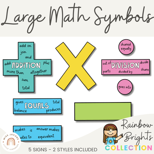 Rainbow Brights Large Math Symbols
