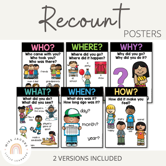 Recount Posters: Who, What, Where, When - Miss Jacobs Little Learners