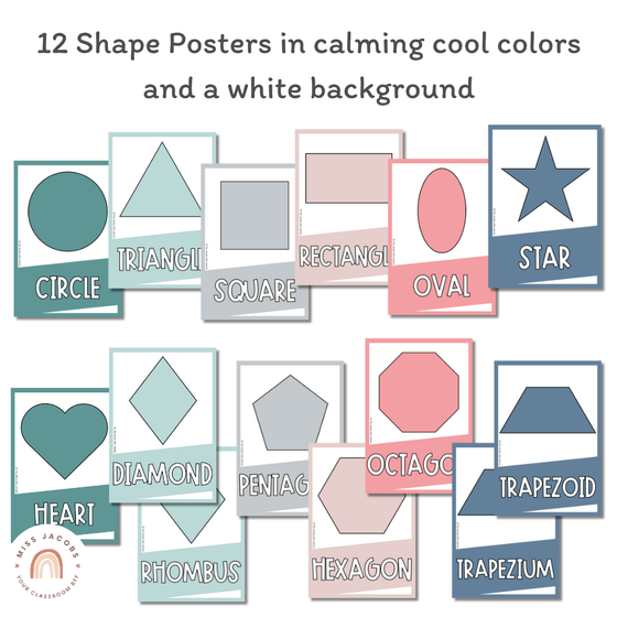 Shape Posters | Modern Rainbow | Calm Classroom Decor | Editable - Miss Jacobs Little Learners