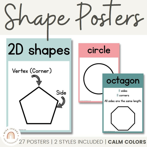 Shape Posters | MODERN RAINBOW Color Palette | Calm Colors Decor - Miss Jacobs Little Learners