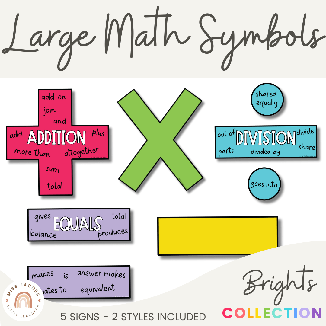 Large Math Symbols - Bright Theme - Miss Jacobs
