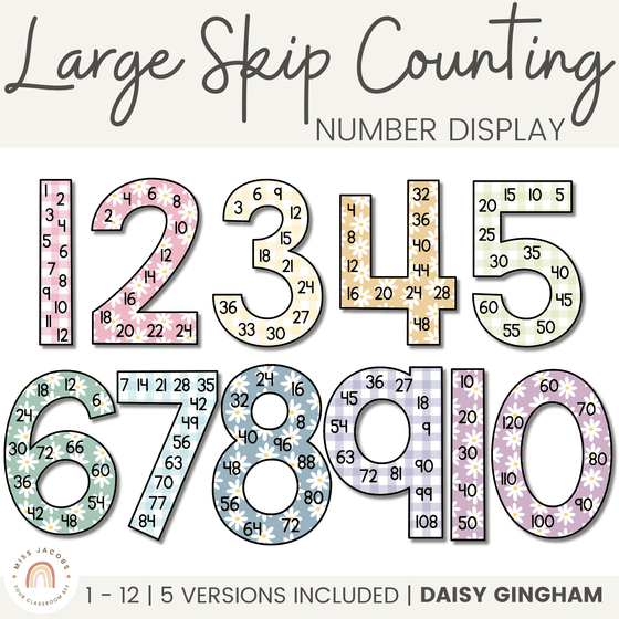Skip Counting Large Number Display | Daisy Gingham Pastels Math Classroom Decor - Miss Jacobs Little Learners