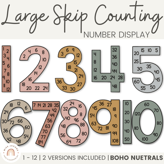 Skip Counting Large Number Display | Neutral Color Palette - Miss Jacobs Little Learners
