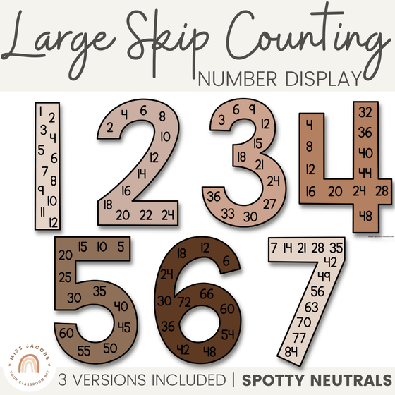 Skip Counting Posters | Ombre Neutral Math Classroom Decor - Miss Jacobs Little Learners