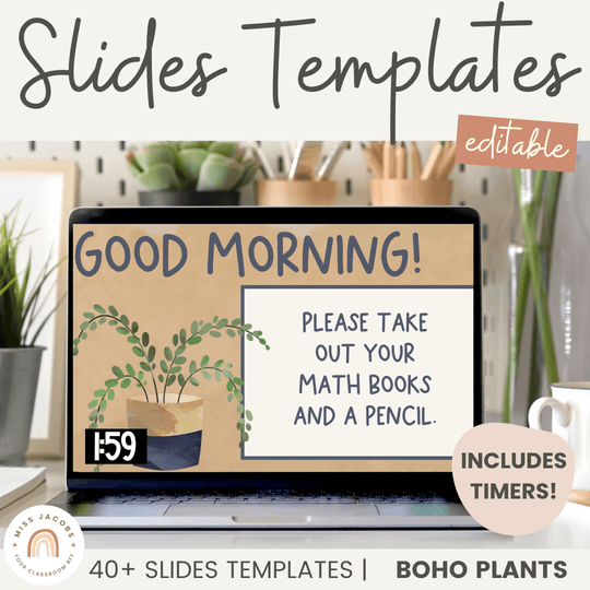 Google Morning Slides & PowerPoint Templates - Boho Plants Theme