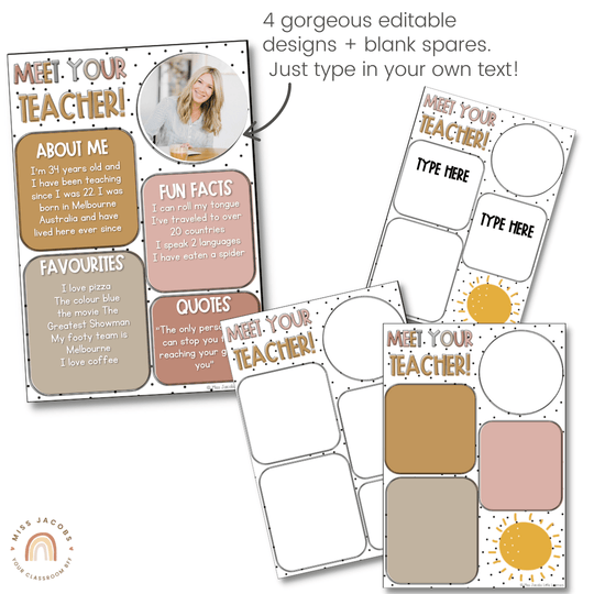 Meet the Teacher Template - Spotty Boho Decor