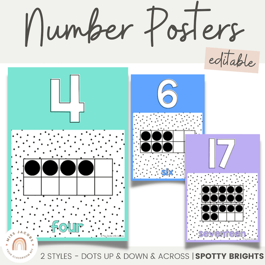 Number Posters with Ten Frames - Spotty Bright Decor