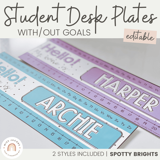 Student Desk Name Plates - Spotty Bright Decor