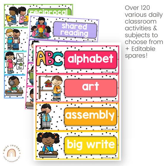SPOTTY BRIGHTS | VISUAL TIMETABLE | EDITABLE - Miss Jacobs Little Learners