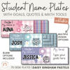 Student Name Tags & Goals Desk Plates | Daisy Gingham Pastels Classroom Decor | Editable - Miss Jacobs Little Learners