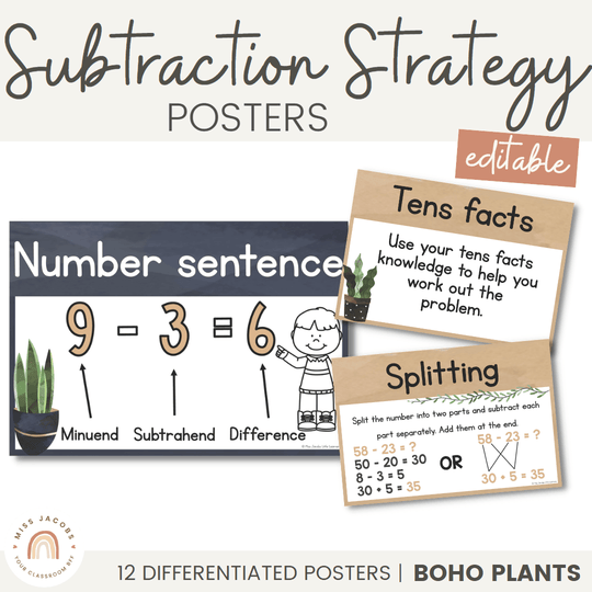 Subtraction Strategies Posters - Boho Plants Decor