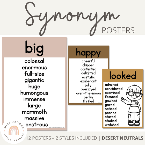 Synonym Posters | BOHO VIBES | Desert Neutral Decor | Editable - Miss Jacobs Little Learners