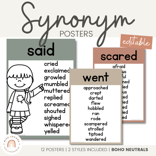 Synonym Posters - Boho Neutrals Theme