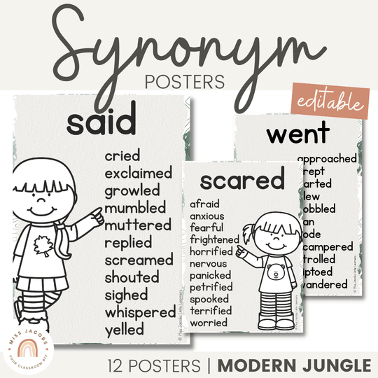 Synonym Posters - Modern Jungle Classroom Decor