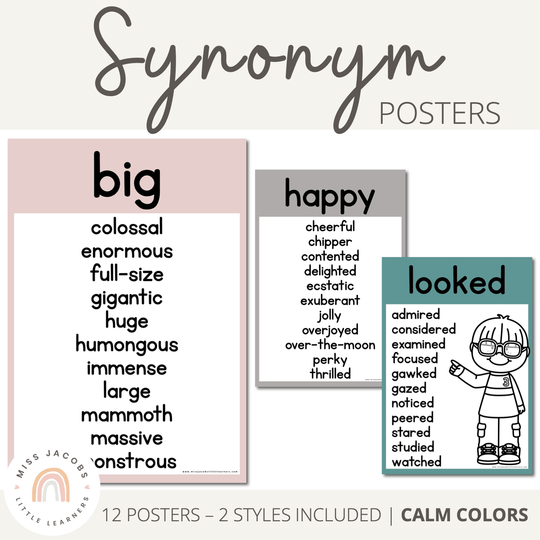 Synonym Posters - Rainbow Calm Colors