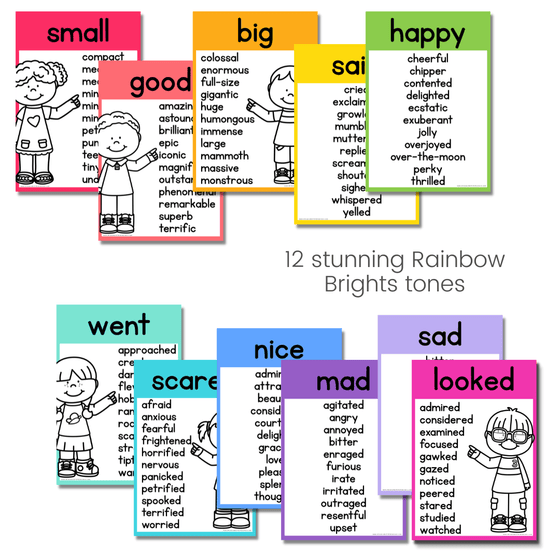 SYNONYM POSTERS | RAINBOW BRIGHTS - Miss Jacobs Little Learners