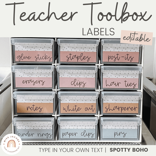 Editable Boho Mountain Teacher Toolbox Labels by Teaching With Mrs