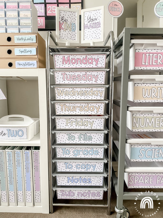 Teacher Trolley Labels 10 Drawer Cart Labels SPOTTY PASTELS EDIT