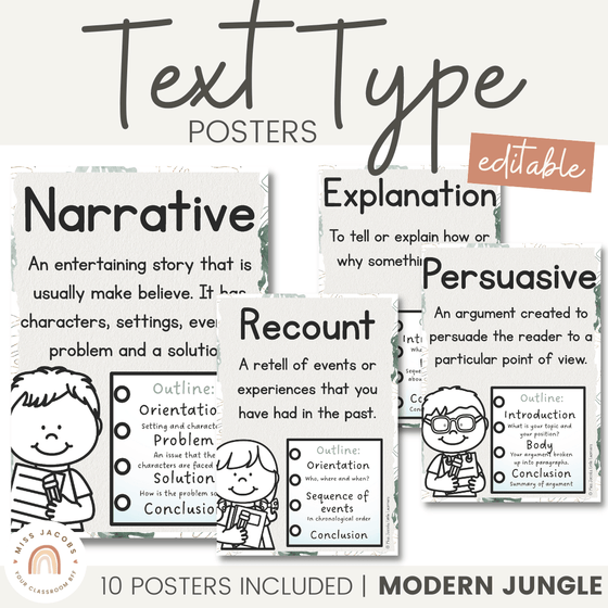 Text Type Posters | MODERN JUNGLE decor - Miss Jacobs Little Learners