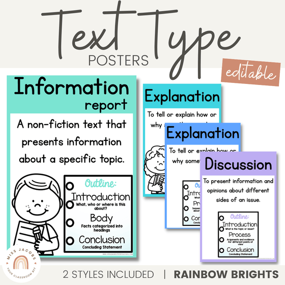TEXT TYPE POSTERS | RAINBOW BRIGHTS - Miss Jacobs Little Learners
