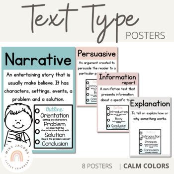 Text Types | MODERN RAINBOW Color Palette | Calm Colors Decor - Miss Jacobs Little Learners