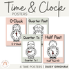 Time and Clock Posters | Daisy & Gingham Neutrals Math Classroom Decor - Miss Jacobs Little Learners