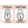 Time and Clock Posters | Daisy & Gingham Neutrals Math Classroom Decor - Miss Jacobs Little Learners