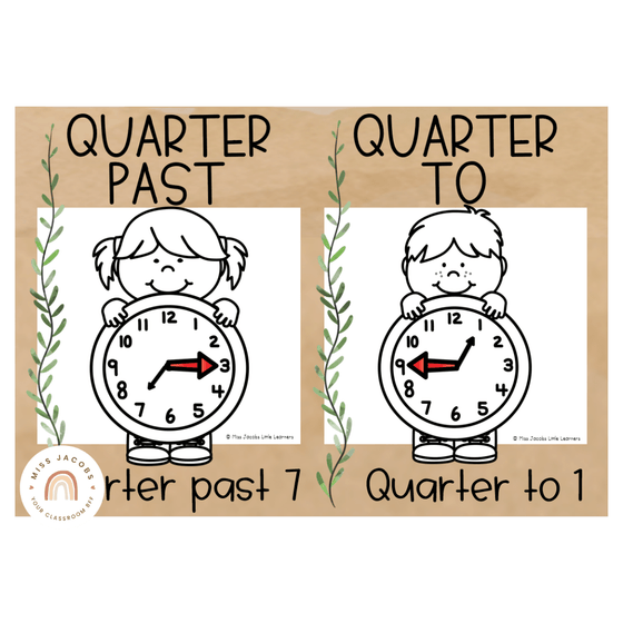 Time and Clock Posters | Rustic BOHO PLANTS decor - Miss Jacobs Little Learners
