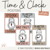 Time & Clock Posters | Boho Rainbow | Editable Neutral Classroom Decor - Miss Jacobs Little Learners