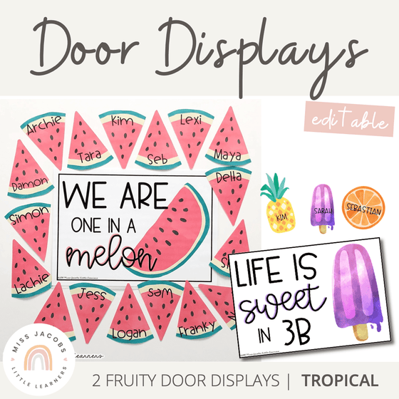 Tropical Classroom Door Display | Tropical Fruits - Miss Jacobs Little Learners