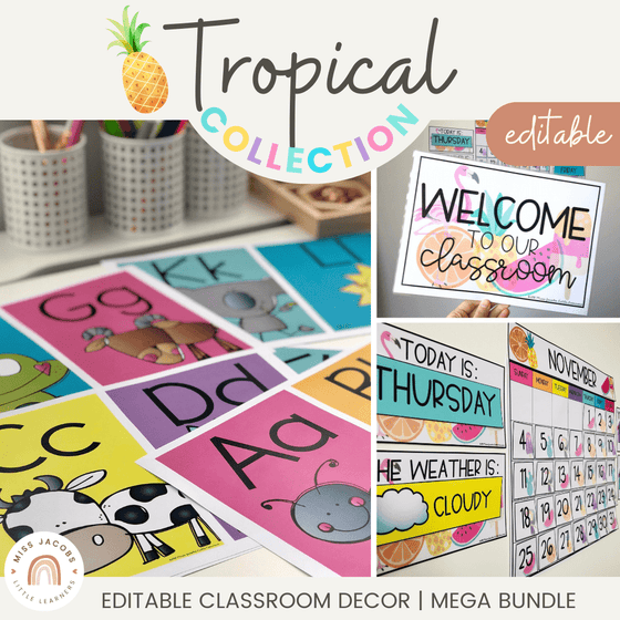 Tropical Theme Classroom Decor Bundle - Miss Jacobs Little Learners