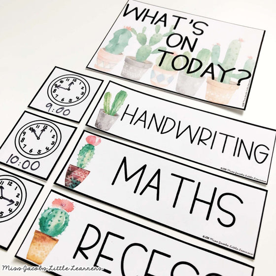 Visual Timetable | Editable | Cactus Theme - Miss Jacobs Little Learners