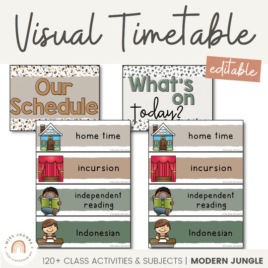 Visual Timetable Daily Schedule - Modern Jungle Classroom Decor