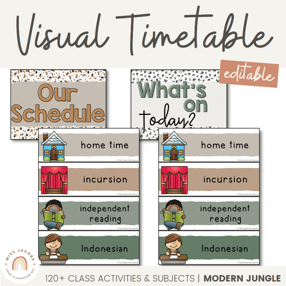 Visual Timetable | Modern Jungle | Editable Decor - Miss Jacobs Little Learners