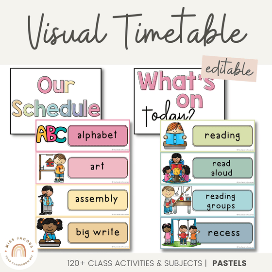 Visual Timetable | PASTELS | Editable - Miss Jacobs Little Learners