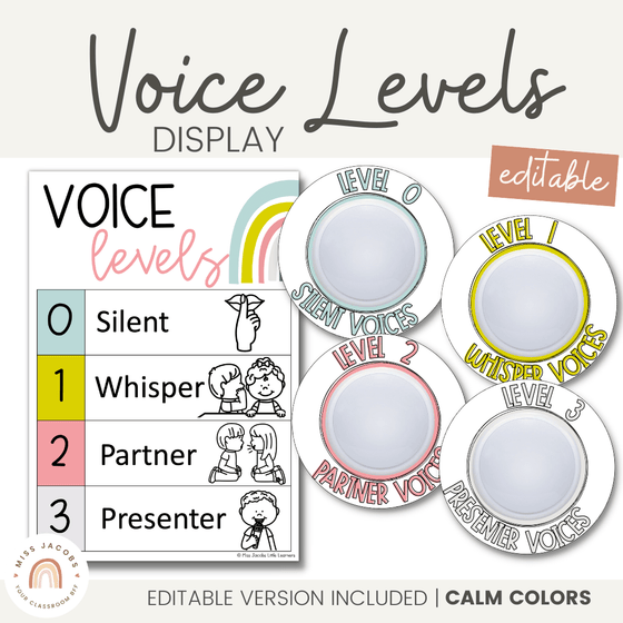 Voice Level Display | MODERN RAINBOW Classroom Decor | Calm Colors Decor - Miss Jacobs Little Learners