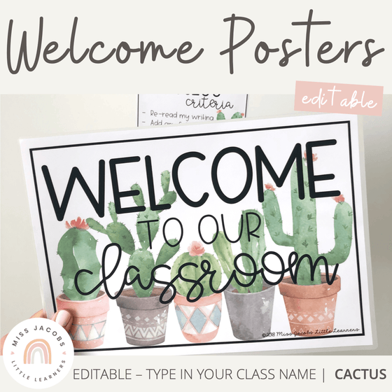 Welcome Sign | Classroom Decor | Cactus Theme - Miss Jacobs Little Learners