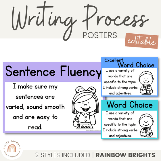 WRITING PROCESS POSTERS | RAINBOW BRIGHTS - Miss Jacobs Little Learners