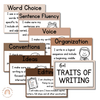 Writing Traits Posters | Ombre Neutral English Classroom Decor - Miss Jacobs Little Learners